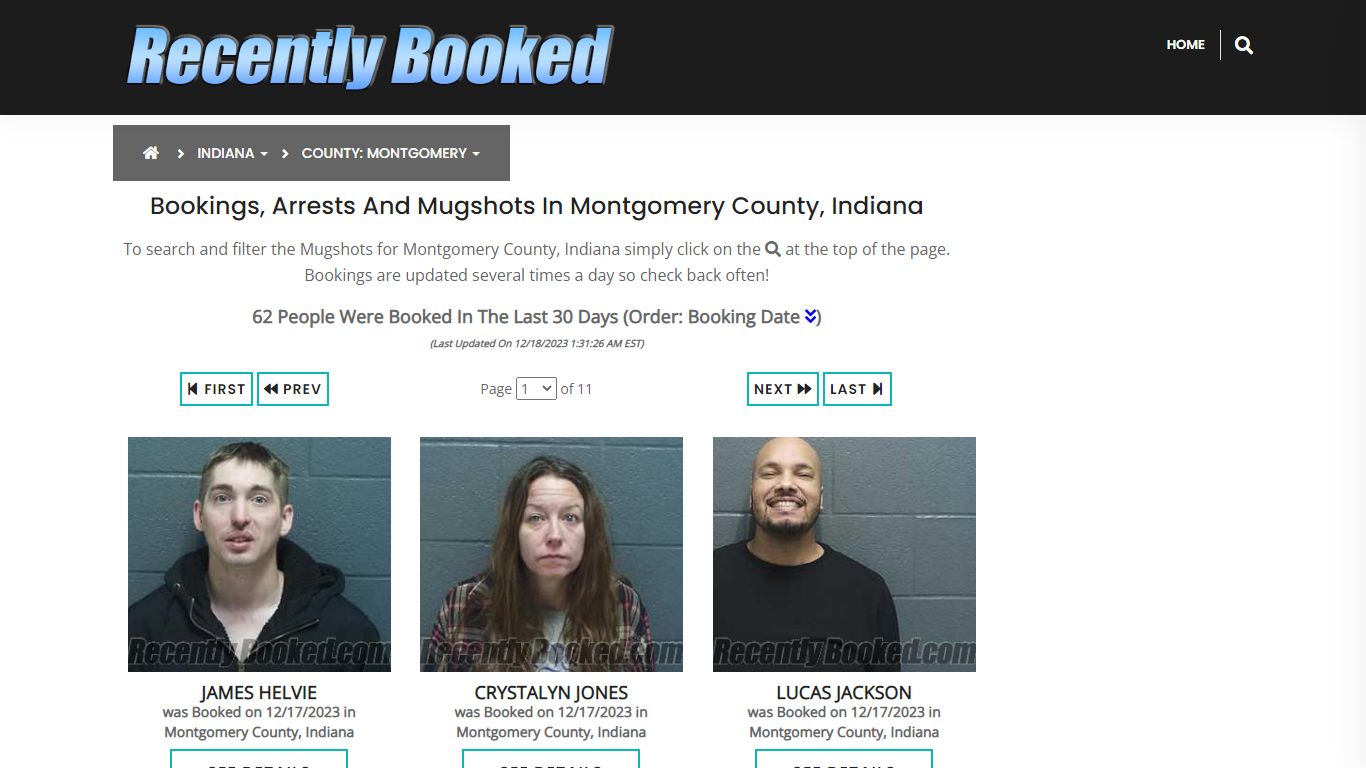 Bookings, Arrests and Mugshots in Montgomery County, Indiana